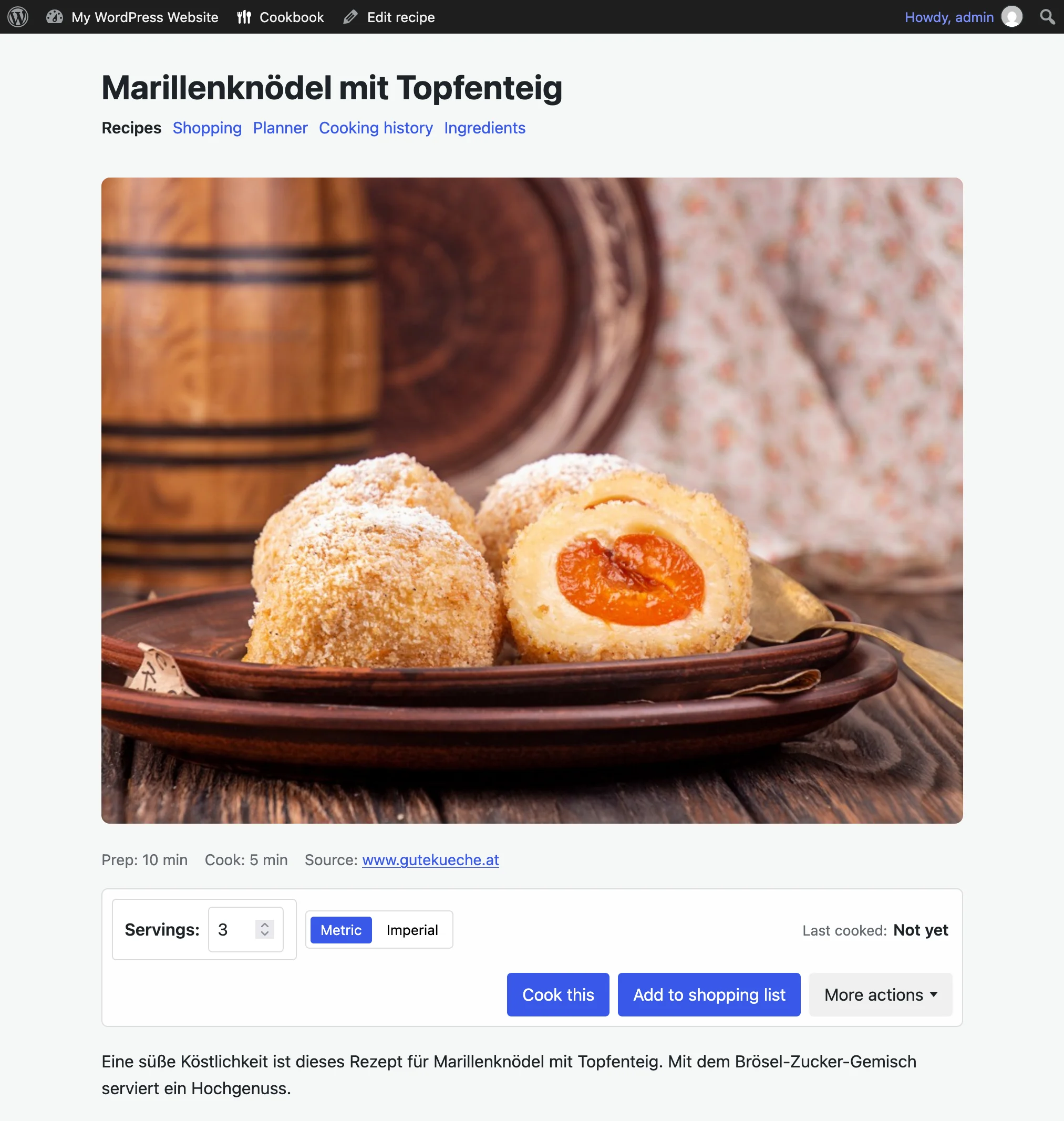 Cookbook screenshot
