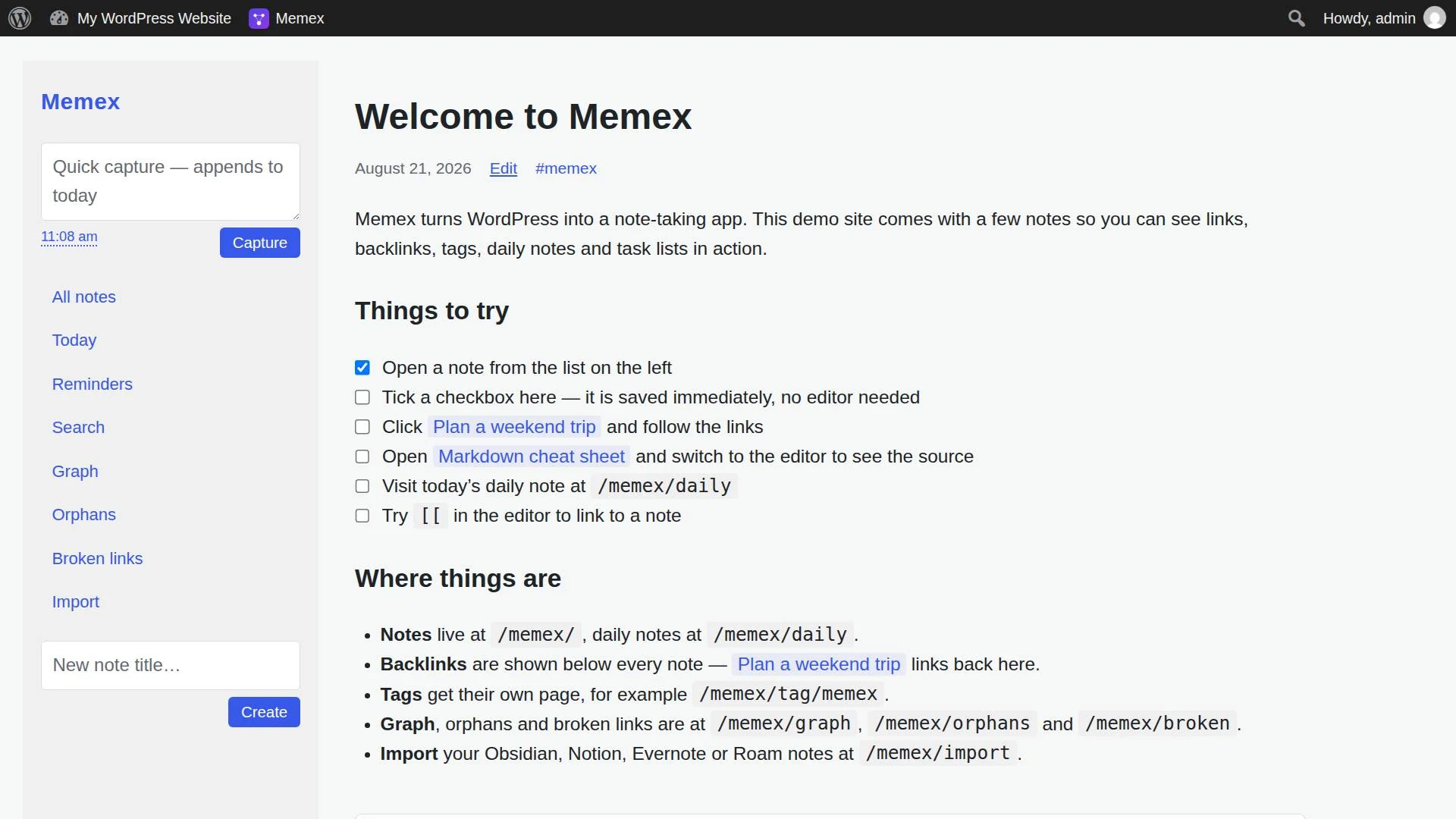 Memex screenshot