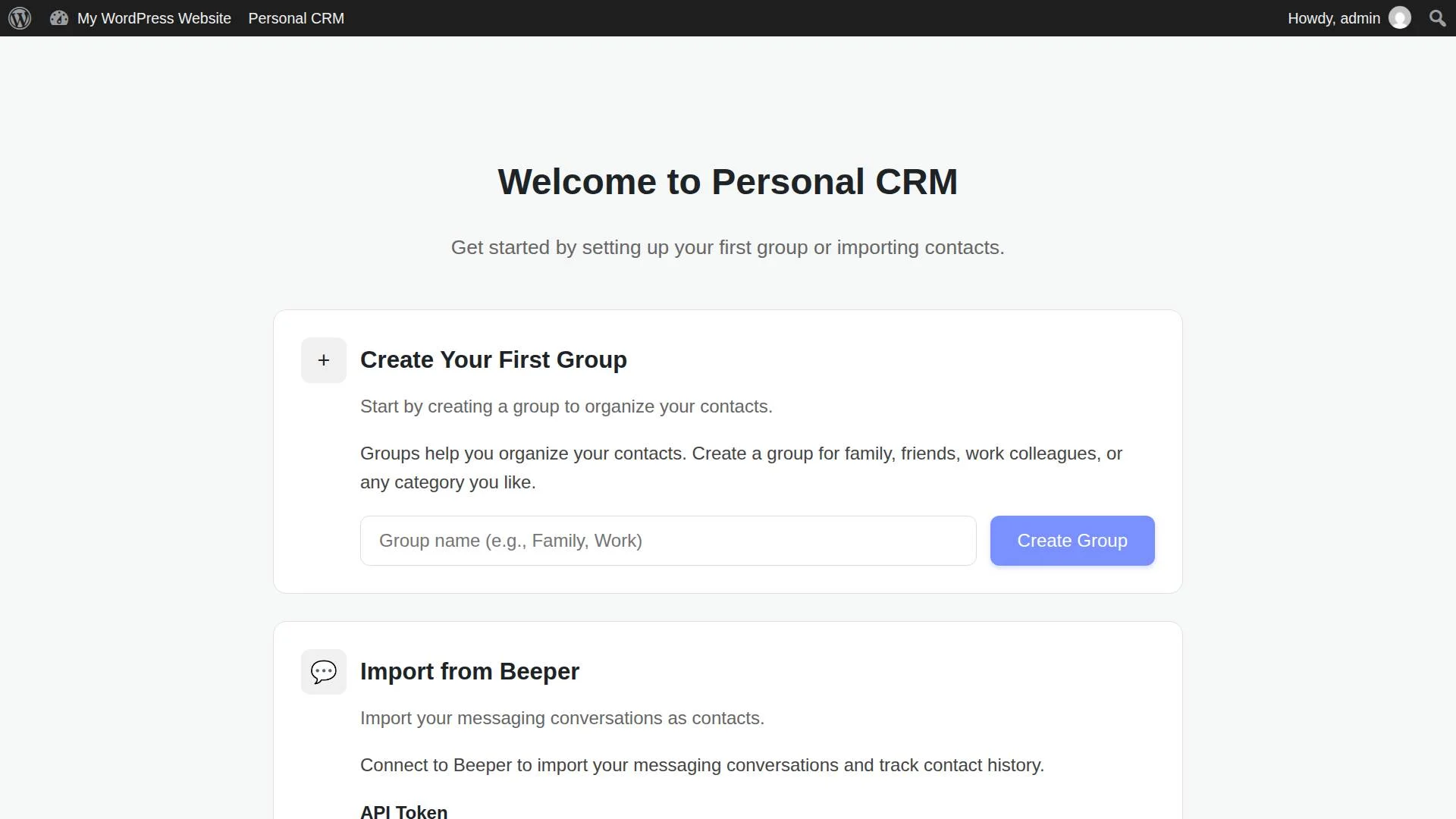Personal CRM screenshot