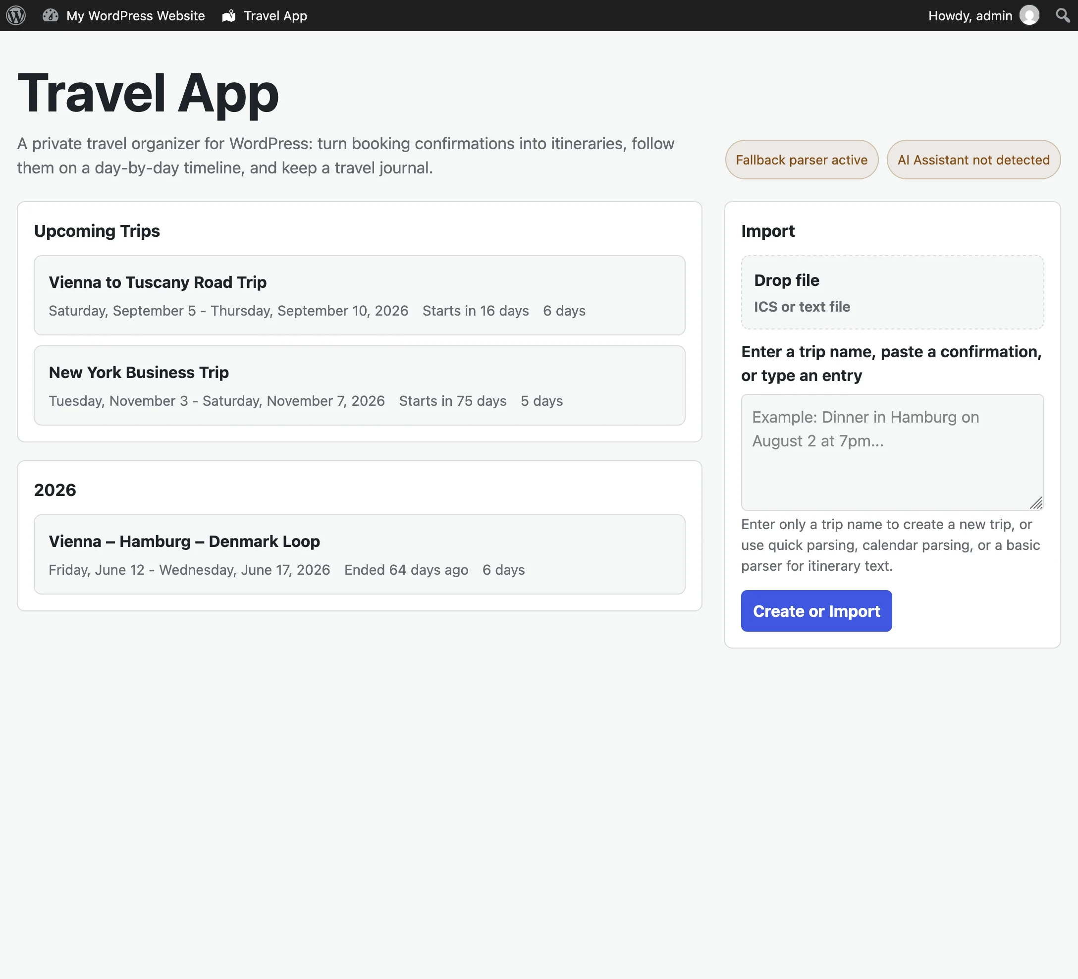 Travel App screenshot