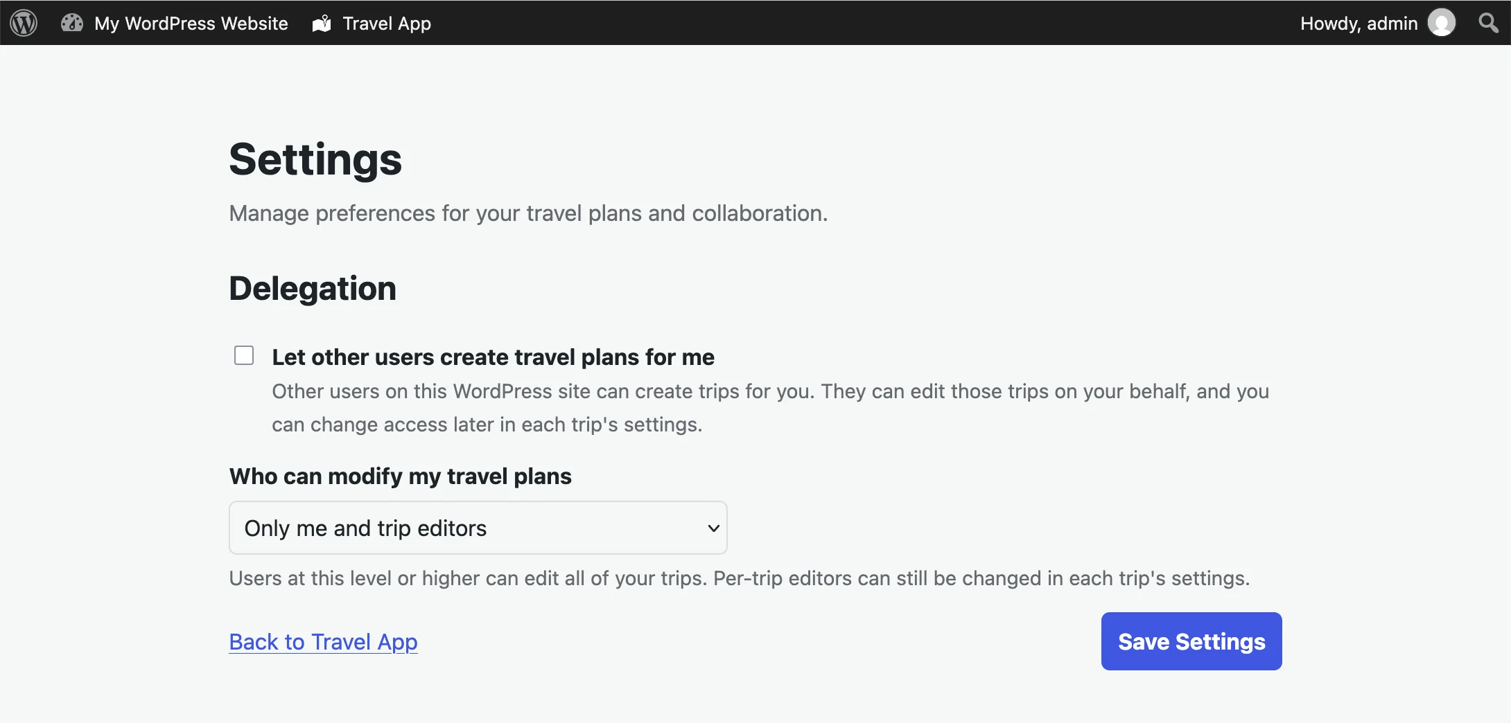 Travel App screenshot