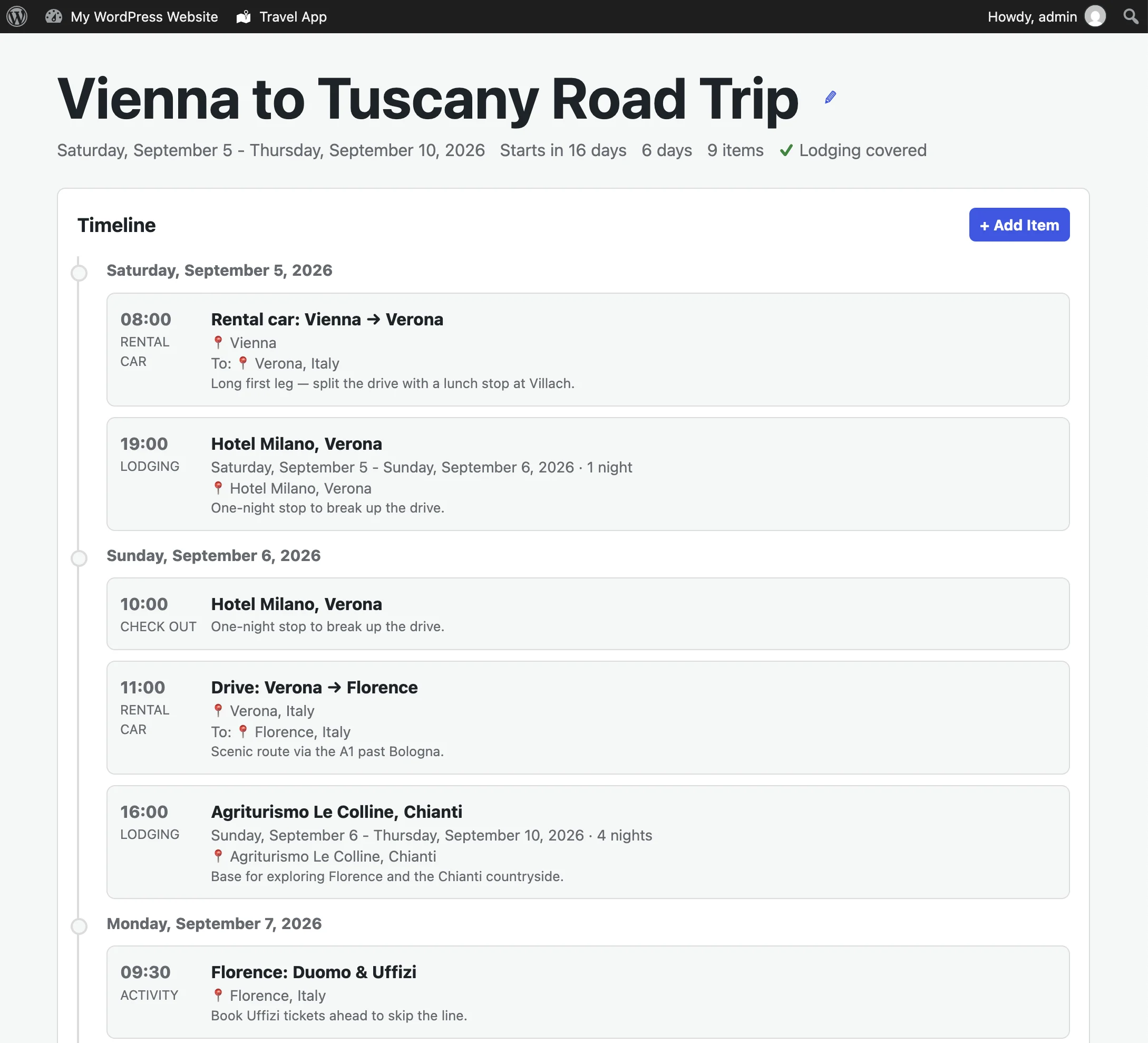Travel App screenshot