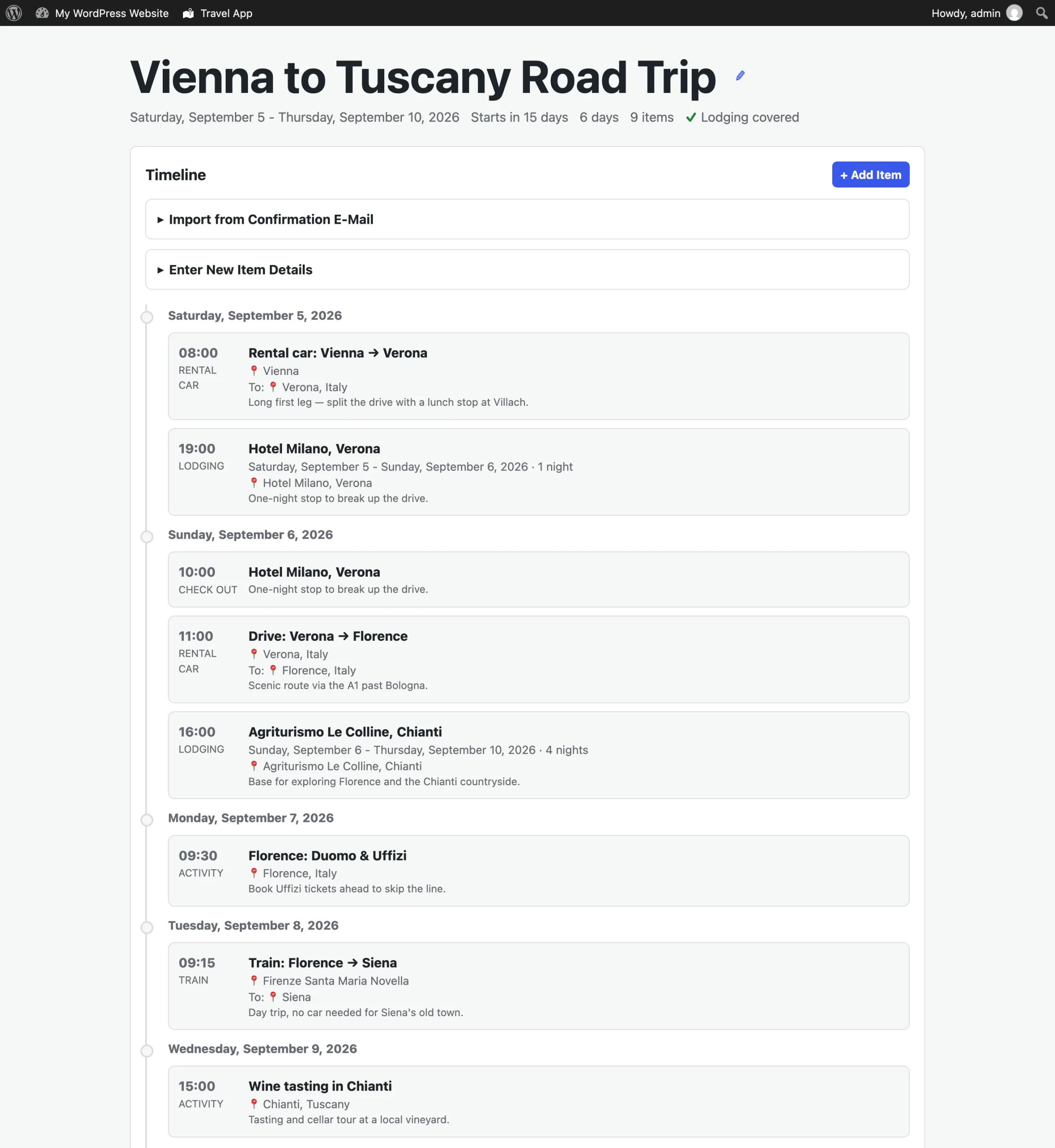 Travel App screenshot