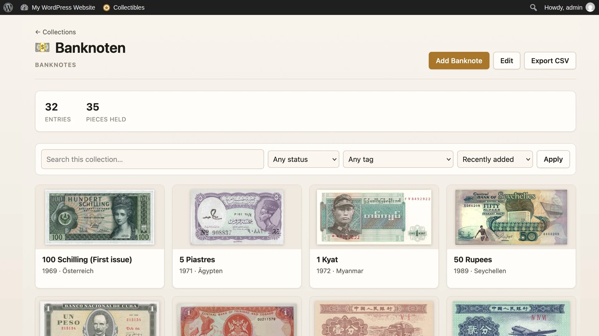 Collectibles screenshot