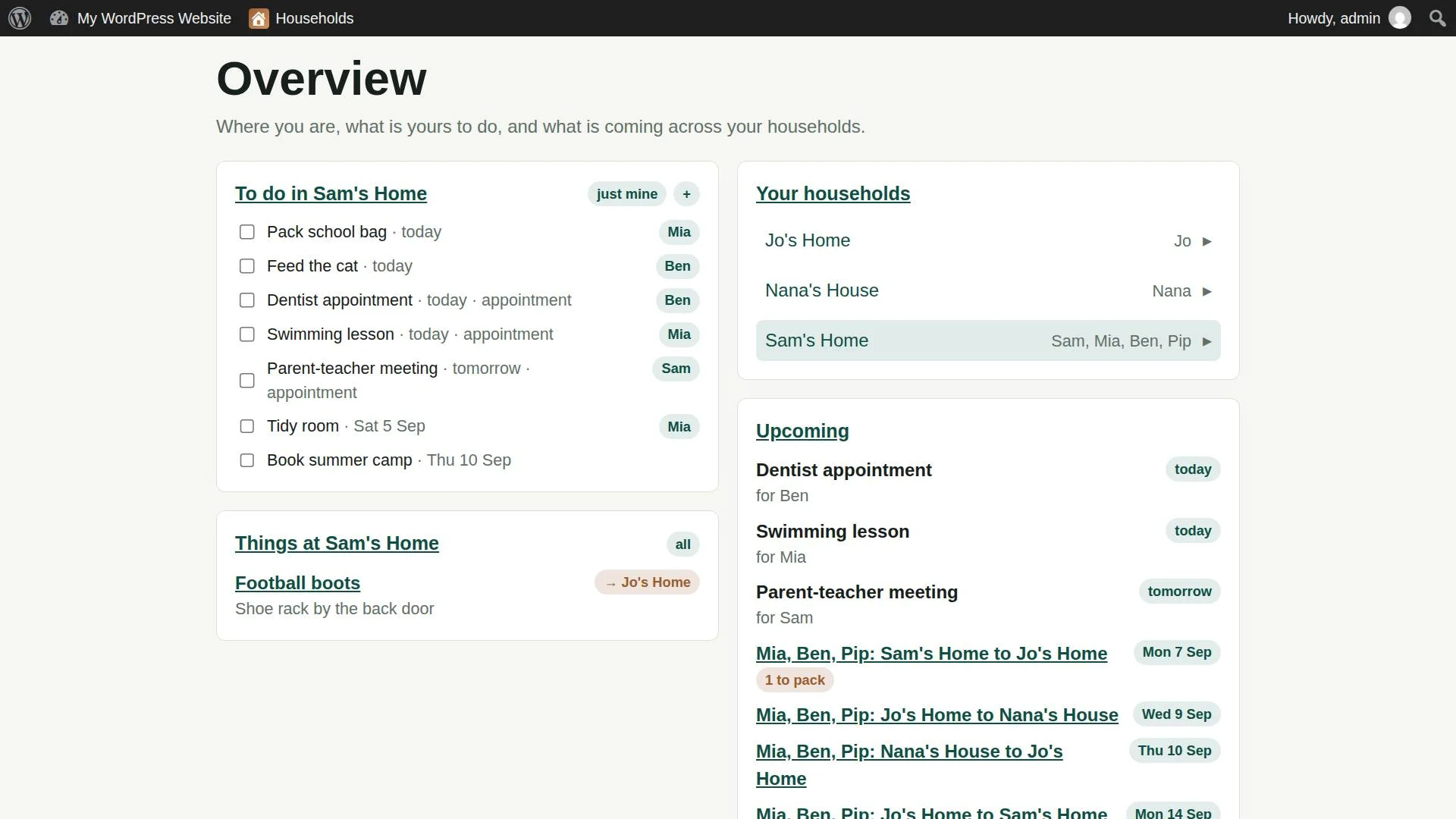 Households screenshot