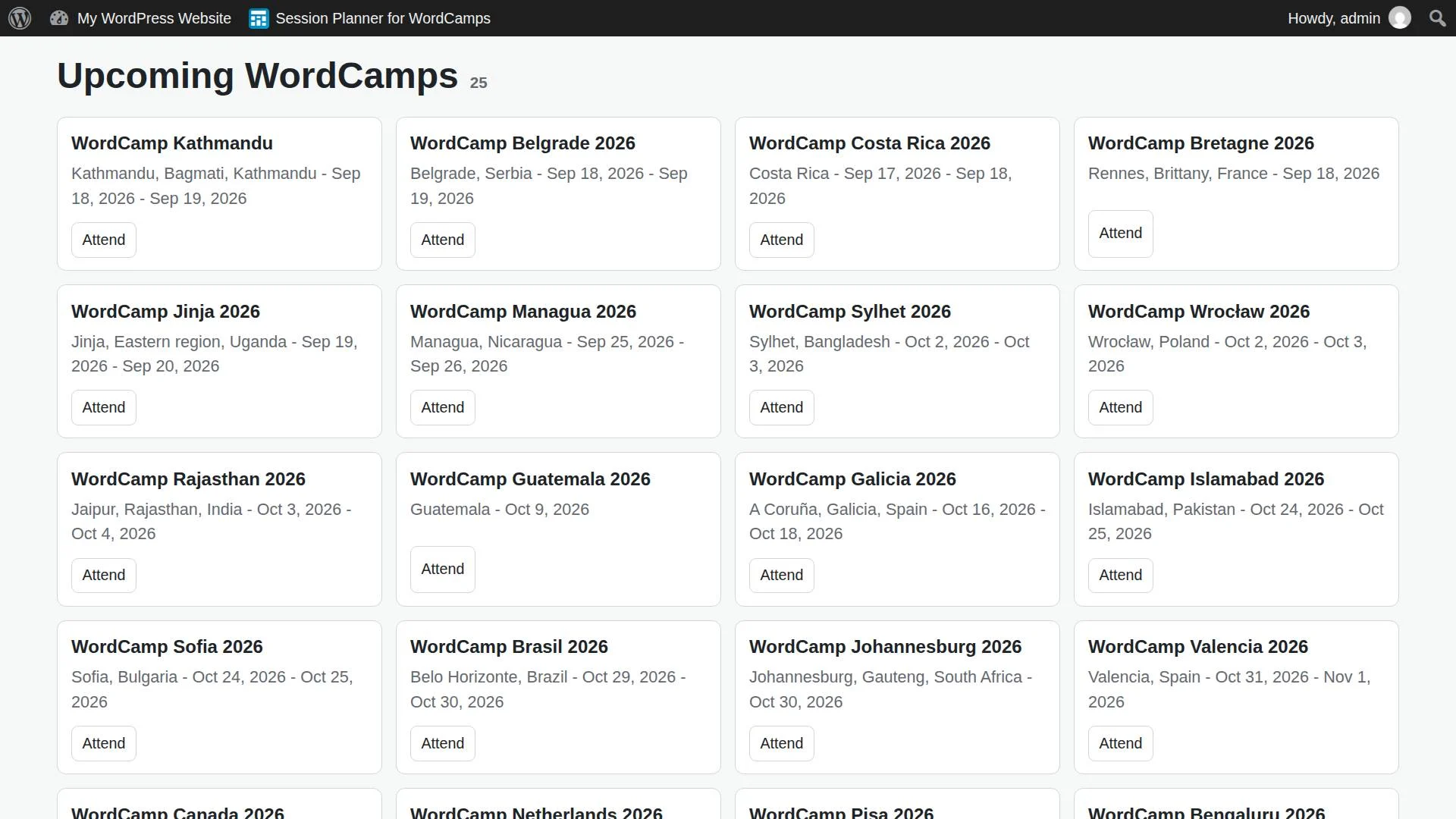 Session Planner for WordCamps screenshot