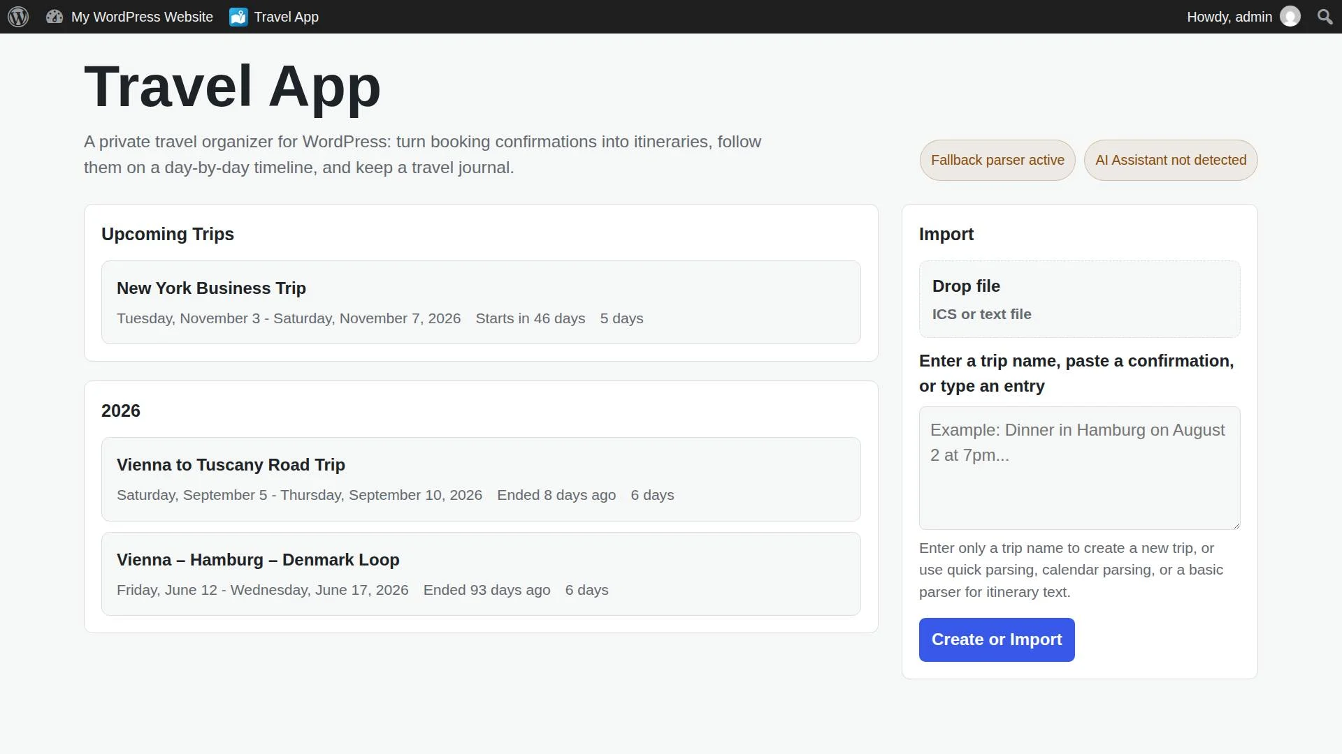 Travel App screenshot
